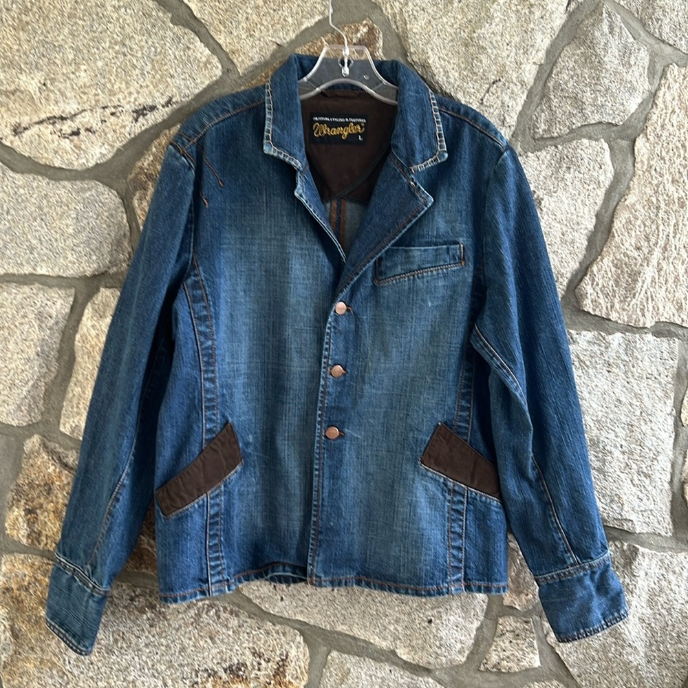 Vintage Wrangler Denim Jacket with Brown Corduroy Pocket Trim